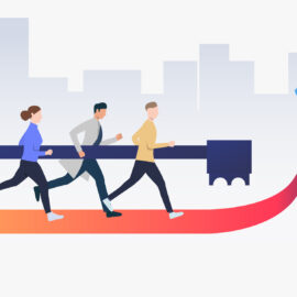Business people carrying key to unlock keyhole. Target, goal, team concept. illustration can be used for topics like business, management, teamwork